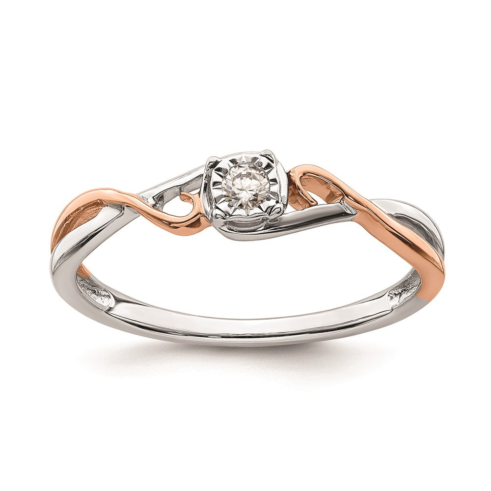 14K Weiß- und Roségold Ring mit echten Diamanten "Promise"