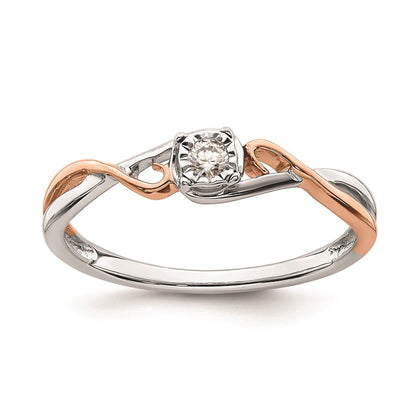 14K Weiß- und Roségold Ring mit echten Diamanten "Promise"