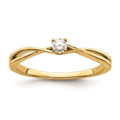 14K Gelbgold Verlobungsring mit echten Diamanten