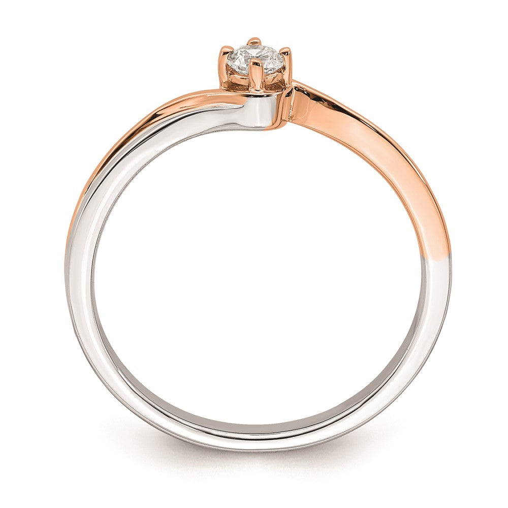 14K Weiß- und Roségold-plattierter Verlobungsring mit echten Diamanten