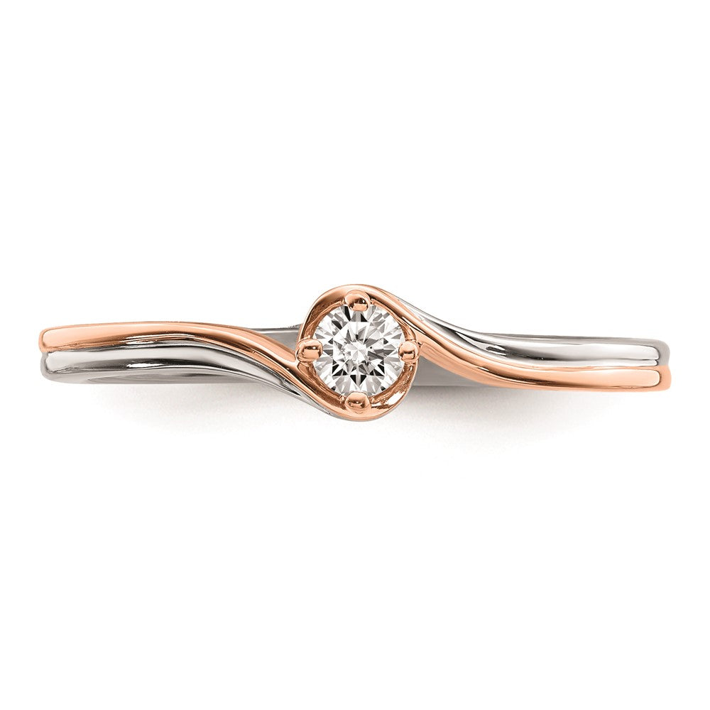 14K Weiß- und Roségold-plattierter Verlobungsring mit echten Diamanten