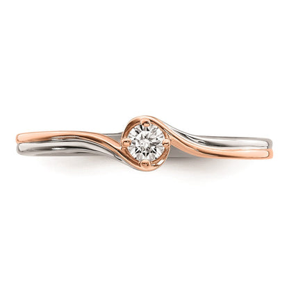 14K Weiß- und Roségold-plattierter Verlobungsring mit echten Diamanten