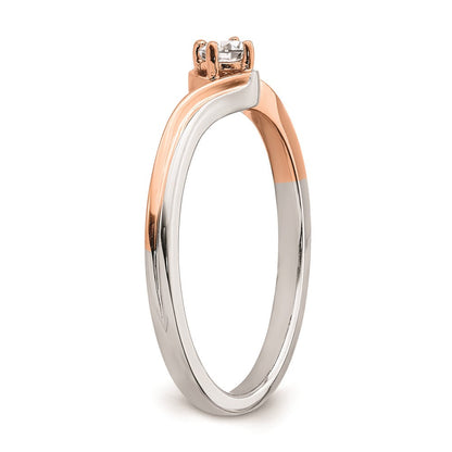14K Weiß- und Roségold-plattierter Verlobungsring mit echten Diamanten