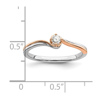 14K Weiß- und Roségold-plattierter Verlobungsring mit echten Diamanten