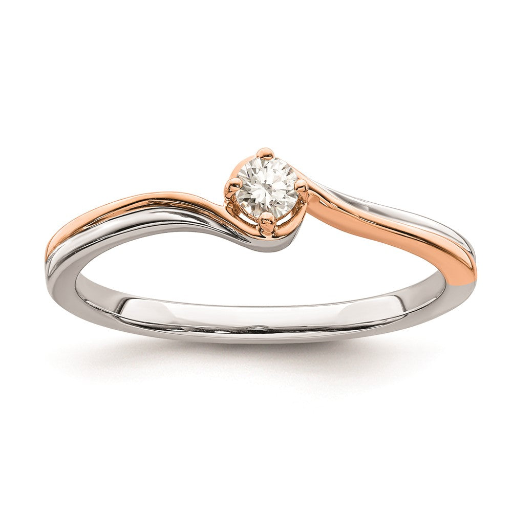 14K Weiß- und Roségold-plattierter Verlobungsring mit echten Diamanten