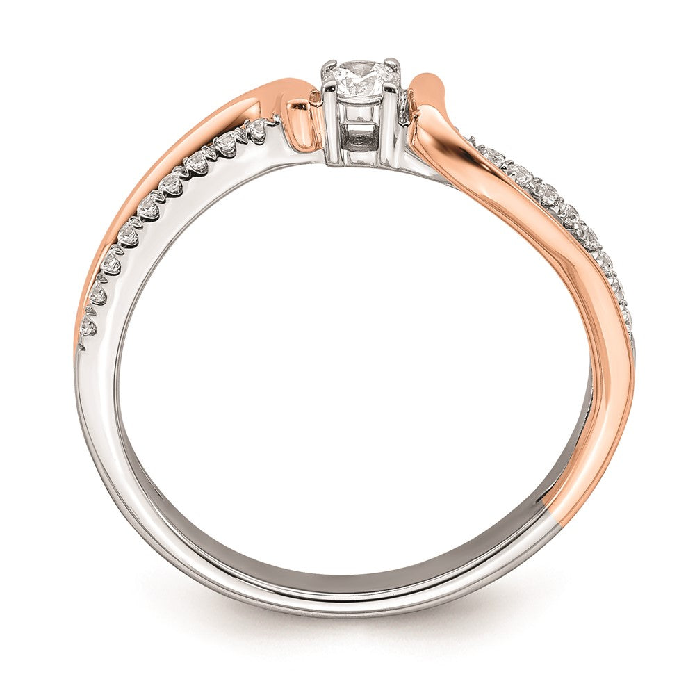 14K Weiß- und Roségold Verlobungsring mit echten Diamanten