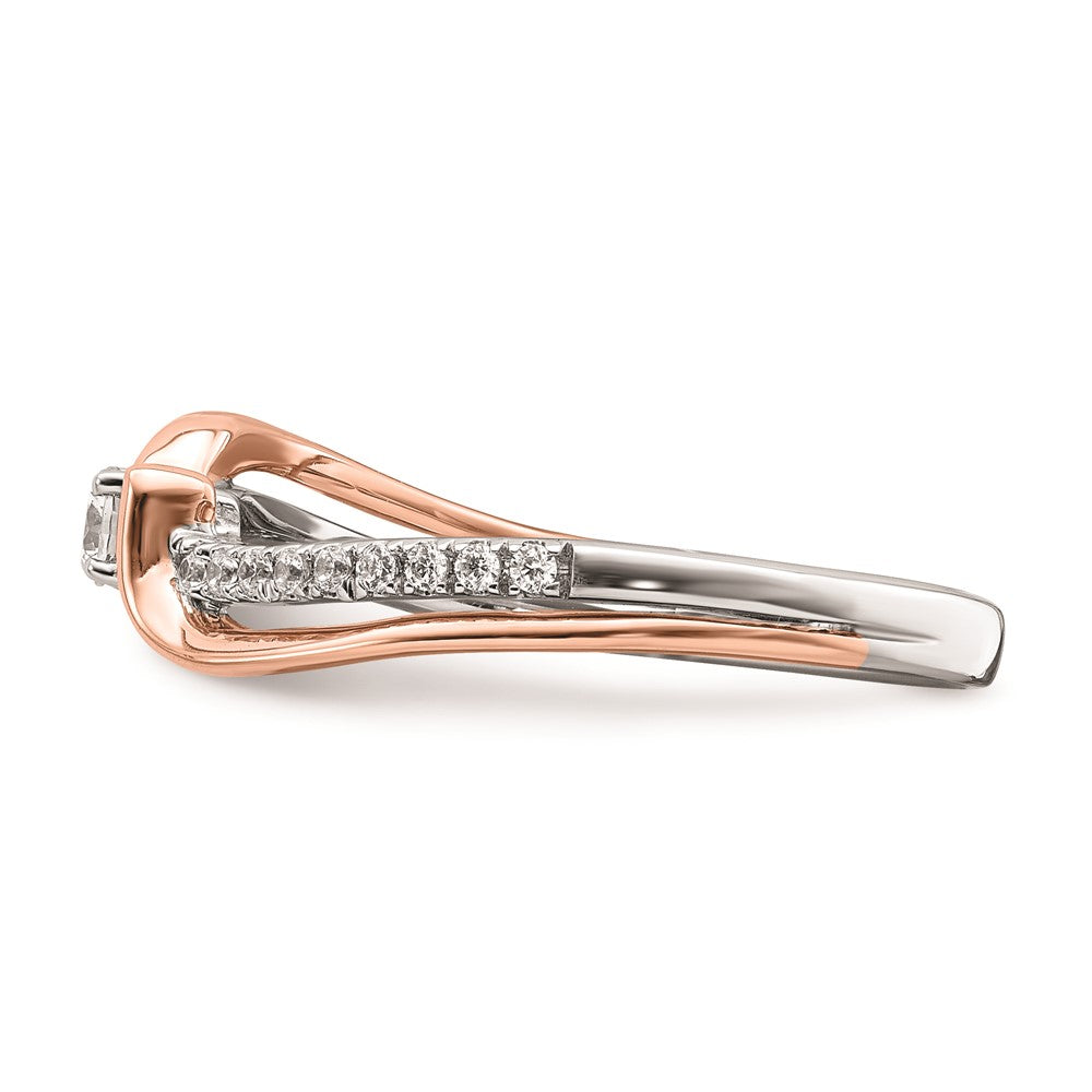 14K Weiß- und Roségold Verlobungsring mit echten Diamanten