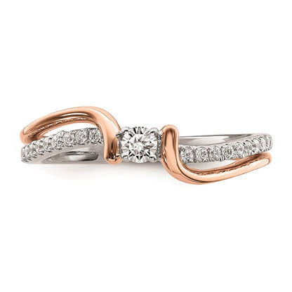 14K Weiß- und Roségold Verlobungsring mit echten Diamanten