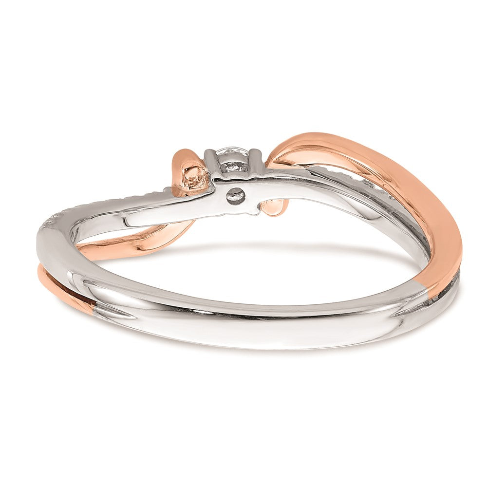 14K Weiß- und Roségold Verlobungsring mit echten Diamanten