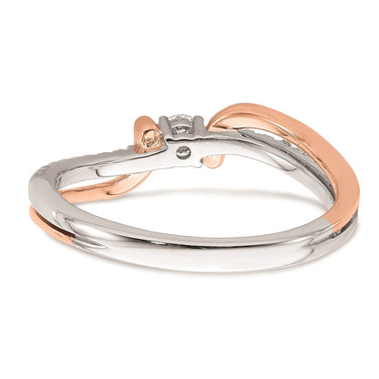 14K Weiß- und Roségold Verlobungsring mit echten Diamanten
