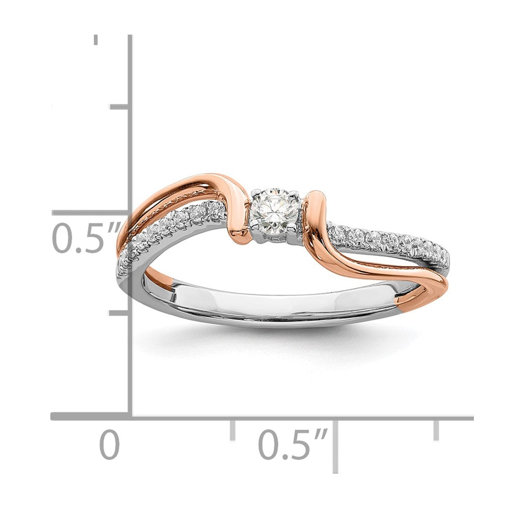 14K Weiß- und Roségold Verlobungsring mit echten Diamanten