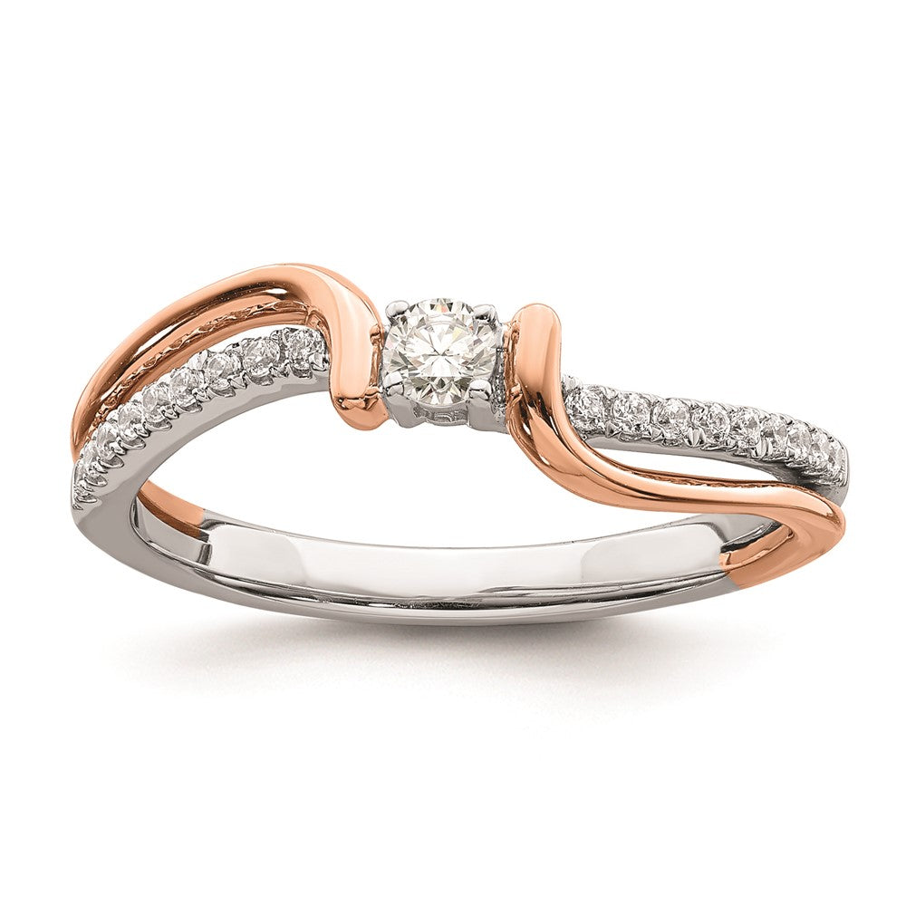 14K Weiß- und Roségold Verlobungsring mit echten Diamanten
