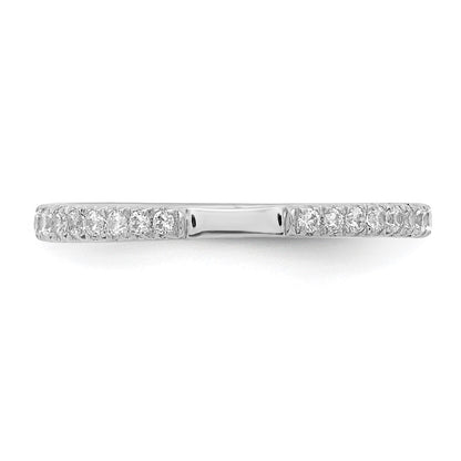 14K Weißgold Ehering mit echten Diamanten, konturiert