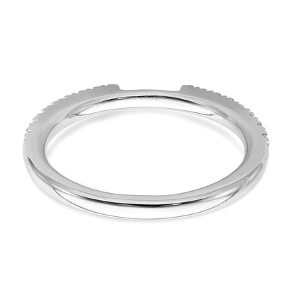 14K Weißgold Ehering mit echten Diamanten, konturiert