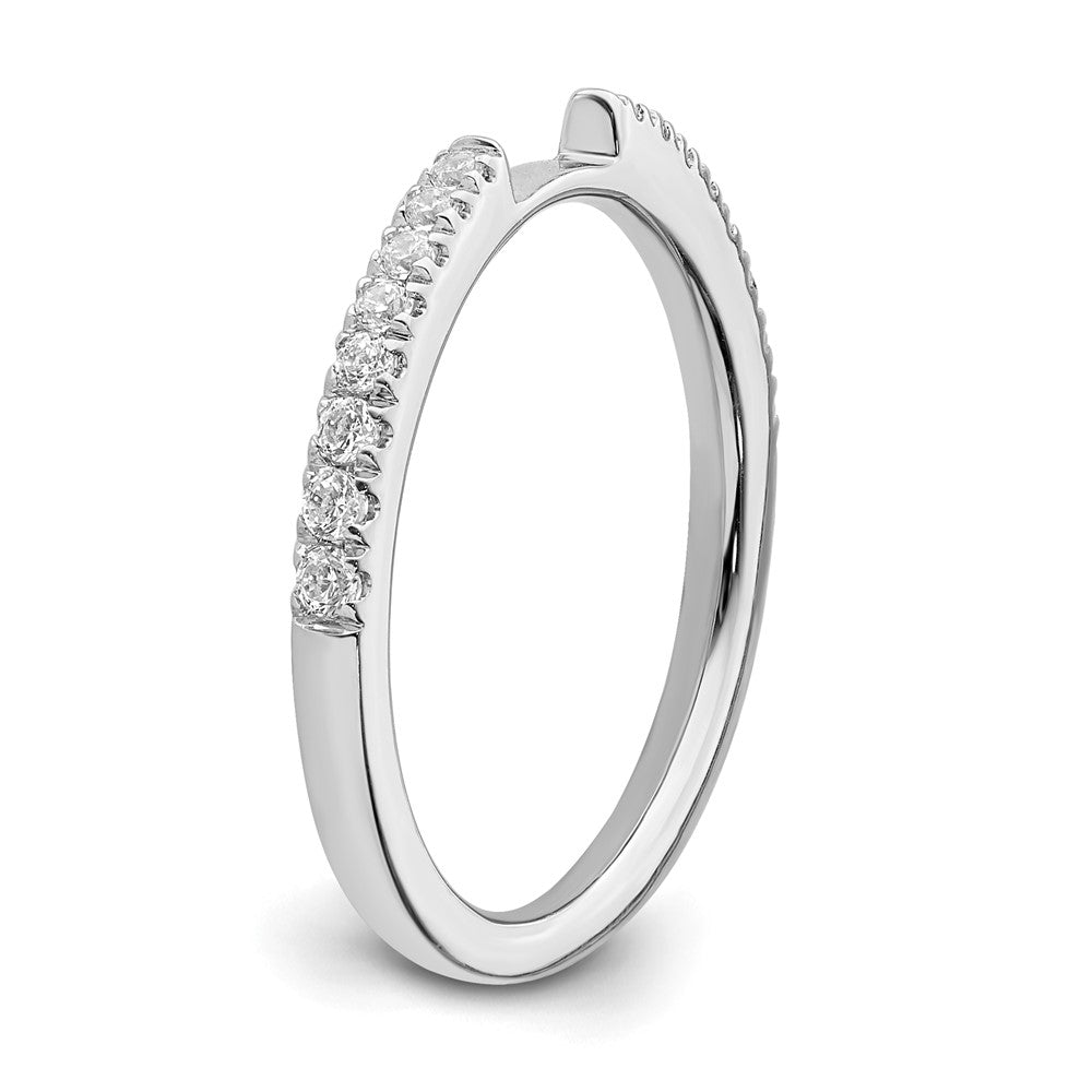 14K Weißgold Ehering mit echten Diamanten, konturiert