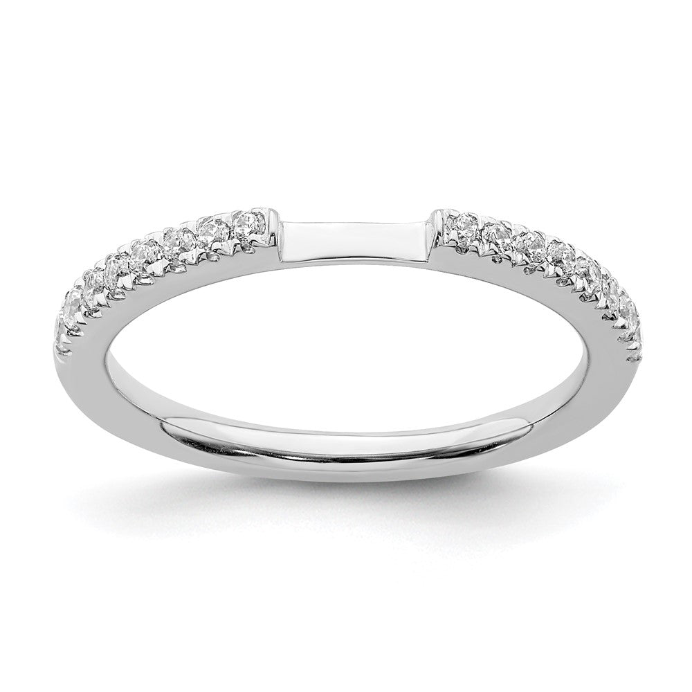 14K Weißgold Ehering mit echten Diamanten, konturiert