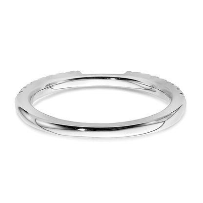 14K Weißgold Ehering mit echten Diamanten, konturiert