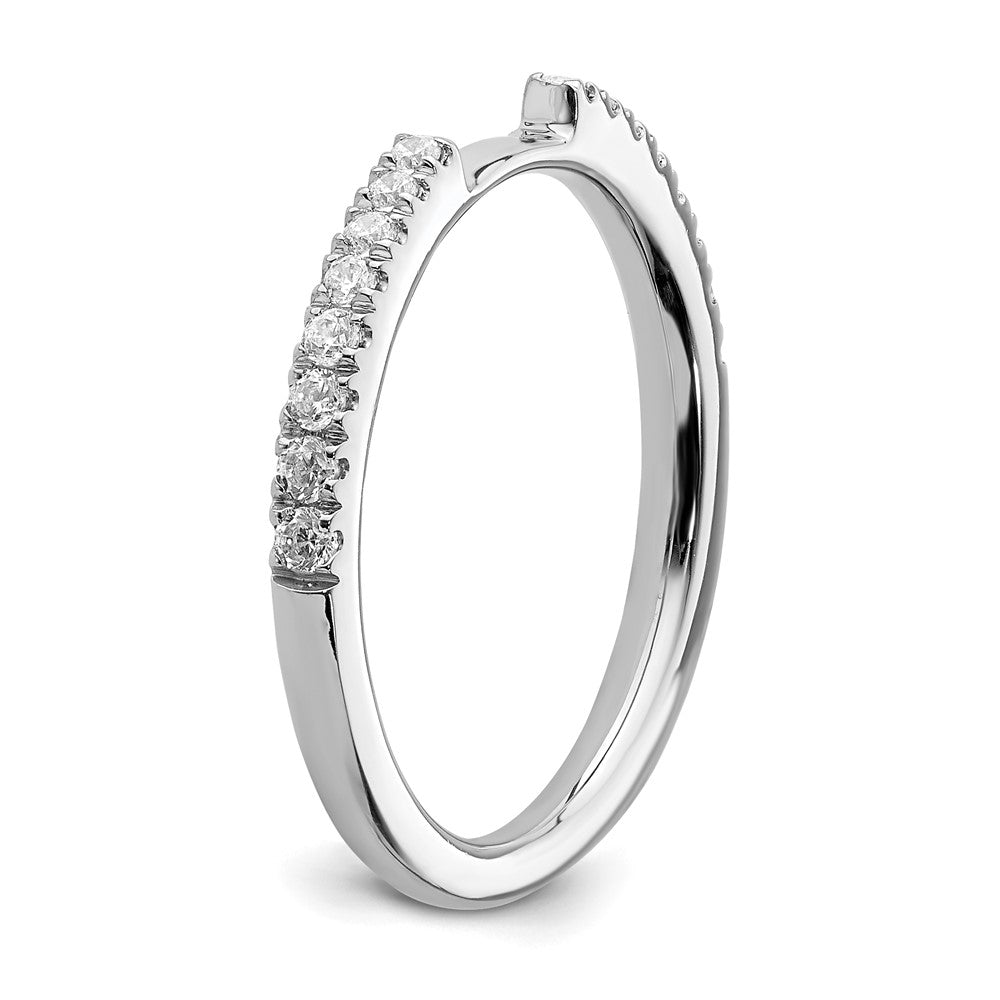 14K Weißgold Ehering mit echten Diamanten, konturiert