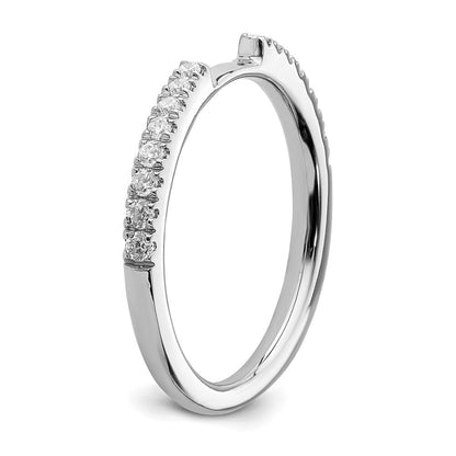 14K Weißgold Ehering mit echten Diamanten, konturiert