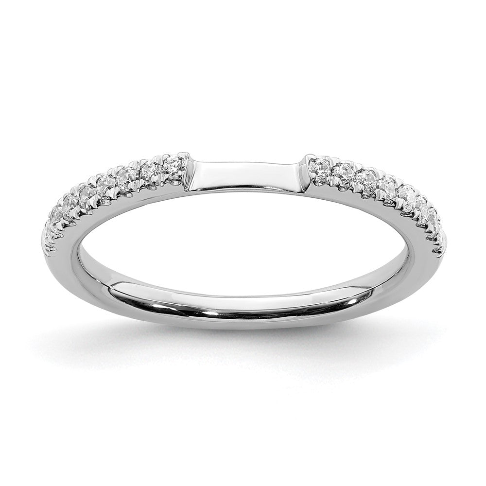 14K Weißgold Ehering mit echten Diamanten, konturiert