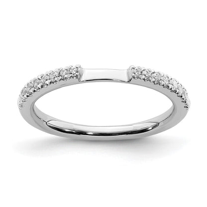 14K Weißgold Ehering mit echten Diamanten, konturiert