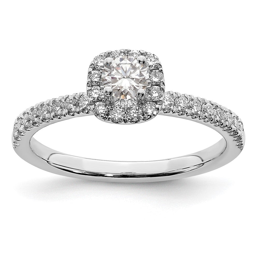 14K Weißgold Halo-Ring mit ewigem Versprechen und im Labor gezüchteten VS/SI FGH-Diamanten