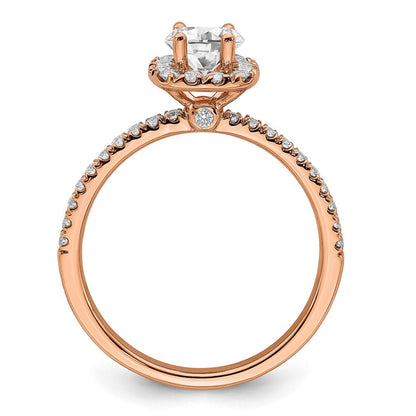 14K Roségold Verlobungsring mit 0,75 ct. Laborgezüchteten Diamanten im Rundschliff, Halo-Fassung, VS/SI+ G+