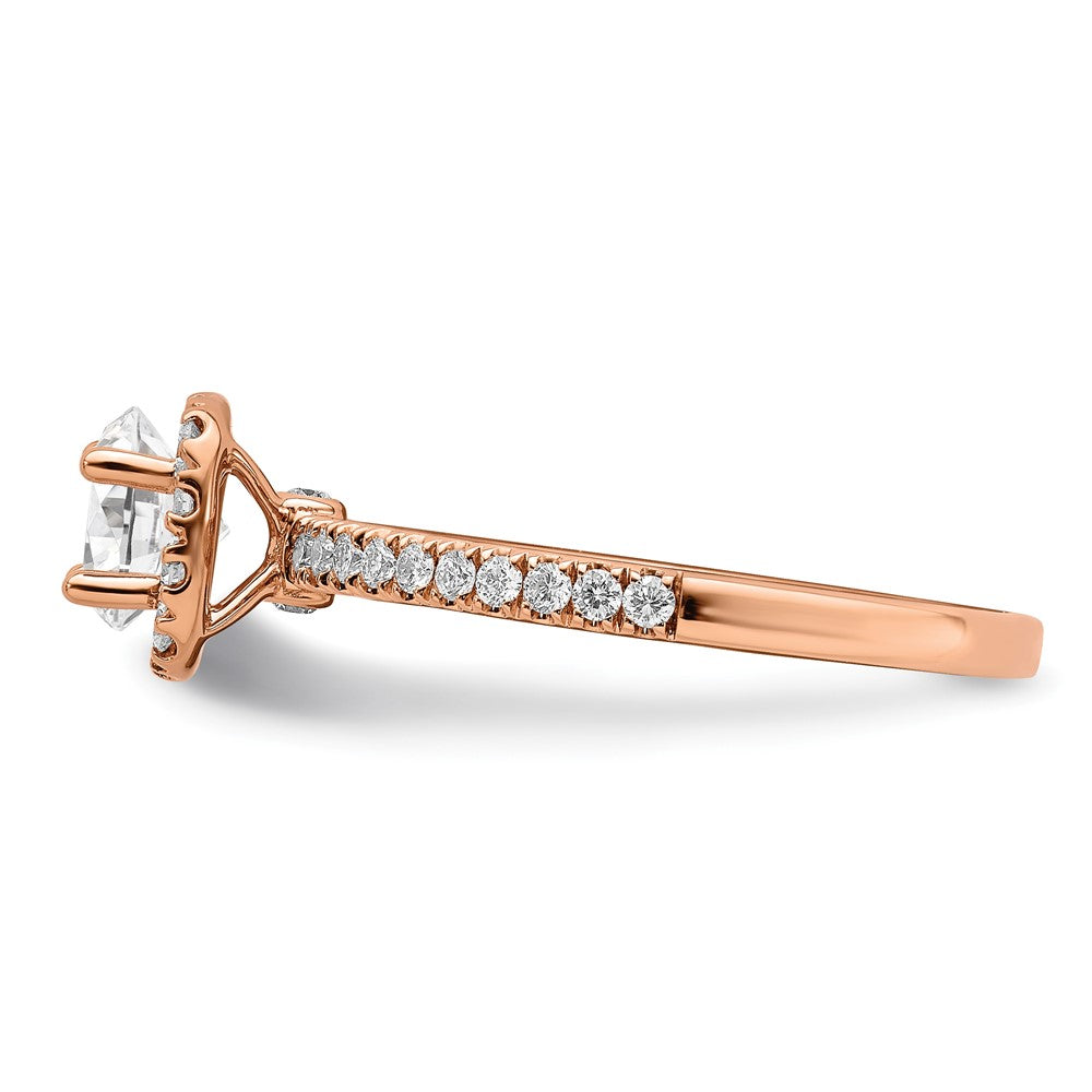 14K Roségold Verlobungsring mit 0,75 ct. Laborgezüchteten Diamanten im Rundschliff, Halo-Fassung, VS/SI+ G+