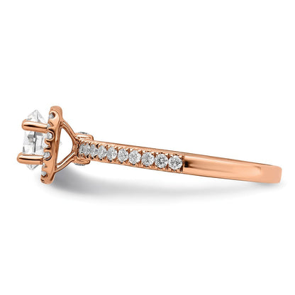 14K Roségold Verlobungsring mit 0,75 ct. Laborgezüchteten Diamanten im Rundschliff, Halo-Fassung, VS/SI+ G+