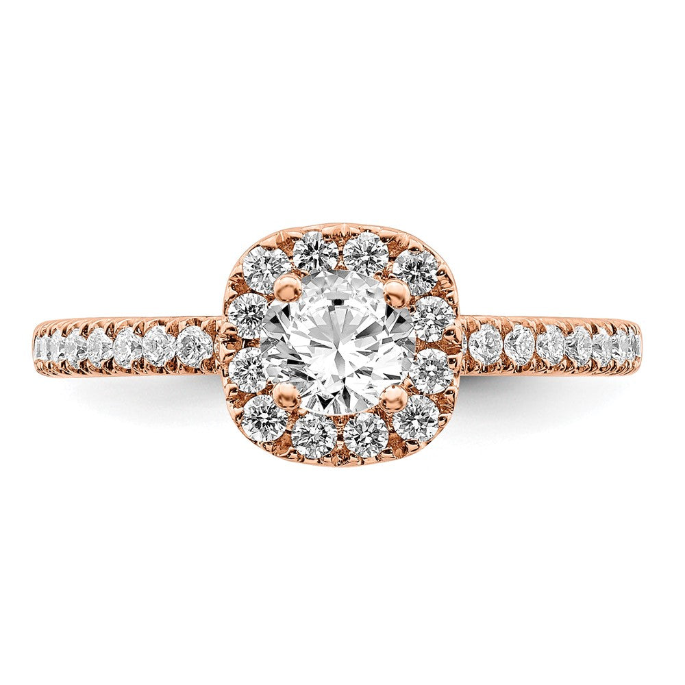 14K Roségold Verlobungsring mit 0,75 ct. Laborgezüchteten Diamanten im Rundschliff, Halo-Fassung, VS/SI+ G+