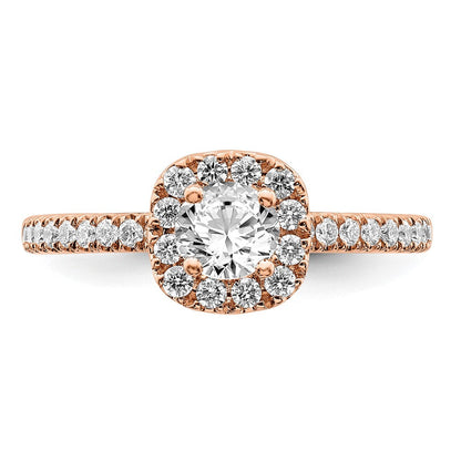 14K Roségold Verlobungsring mit 0,75 ct. Laborgezüchteten Diamanten im Rundschliff, Halo-Fassung, VS/SI+ G+