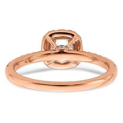 14K Roségold Verlobungsring mit 0,75 ct. Laborgezüchteten Diamanten im Rundschliff, Halo-Fassung, VS/SI+ G+