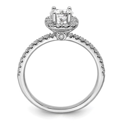 14K Weißgold Verlobungsring mit 0,75 ct. im Labor gezüchteten Diamanten, rund, VS/SI+ G+, mit Halo-Fassung