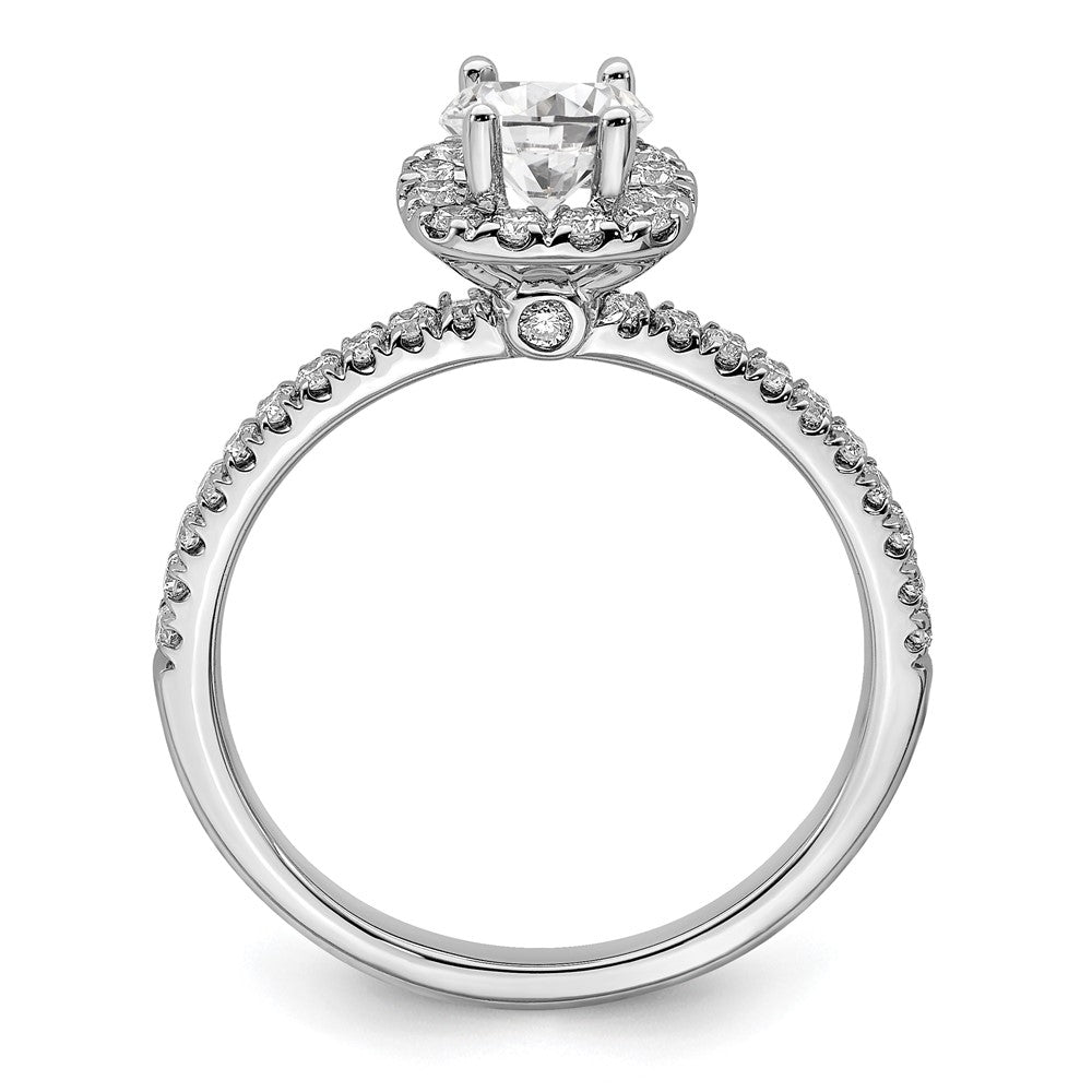 14K Weißgold Verlobungsring mit 0,75 ct. Laborgezüchteten Diamanten im Rundschliff, VS/SI+ G+, mit Halo-Fassung