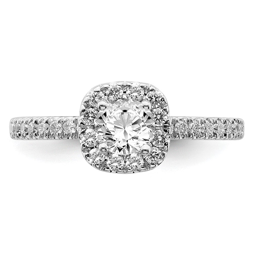 14K Weißgold Verlobungsring mit 0,75 ct. im Labor gezüchteten Diamanten, rund, VS/SI+ G+, mit Halo-Fassung