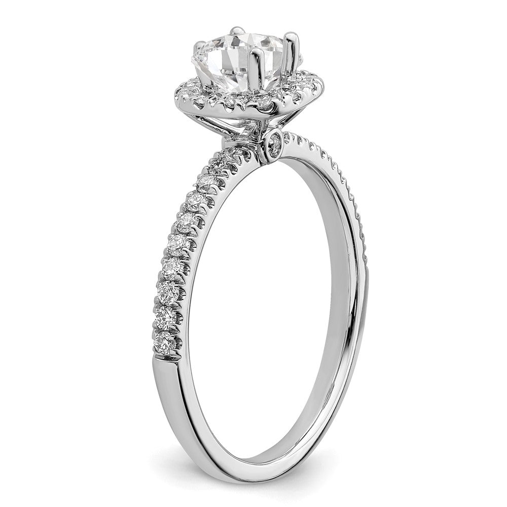 14K Weißgold Verlobungsring mit 0,75 ct. Laborgezüchteten Diamanten, rund, Halo-Fassung, VS/SI+ G+