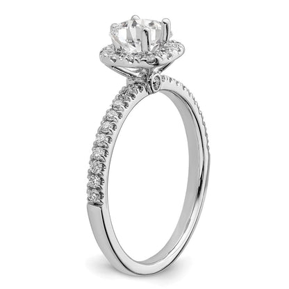 14K Weißgold Verlobungsring mit 0,75 ct. Laborgezüchteten Diamanten, rund, Halo-Fassung, VS/SI+ G+