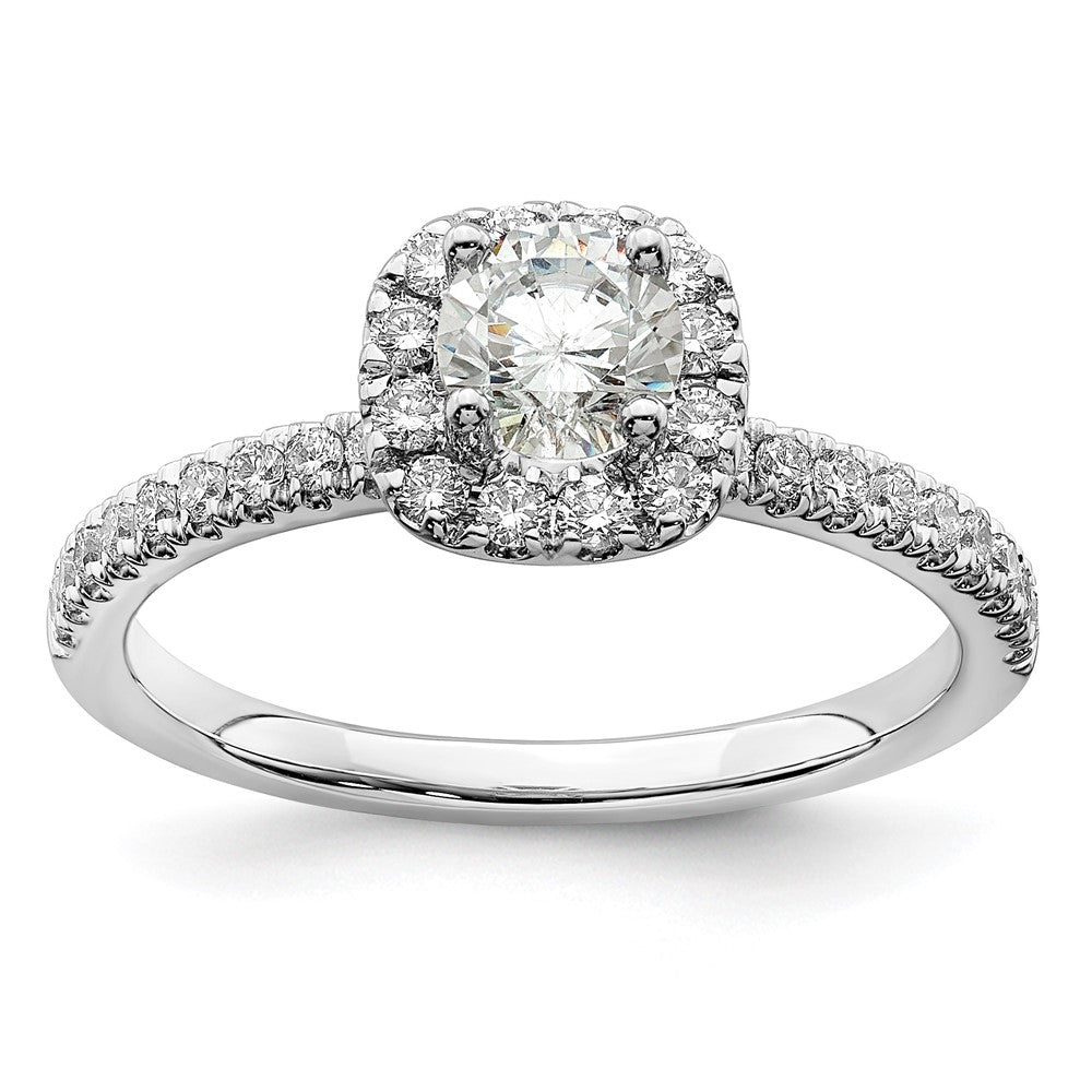 14K Weißgold Verlobungsring mit 0,75 ct. Laborgezüchteten Diamanten im Rundschliff, VS/SI+ G+, mit Halo-Fassung