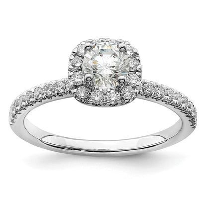 14K Weißgold Verlobungsring mit 0,75 ct. Laborgezüchteten Diamanten im Rundschliff, VS/SI+ G+, mit Halo-Fassung