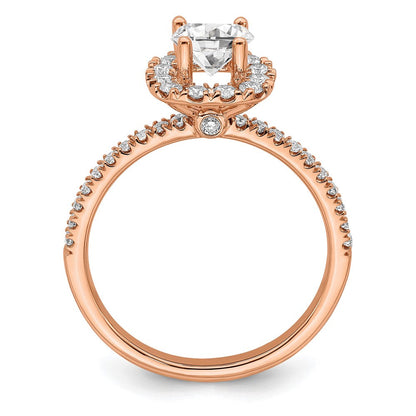 14K Roségold Verlobungsring mit 1 ct. Laborgezüchtetem Diamant VS/SI+ G+ im Rundschliff mit Halo-Fassung