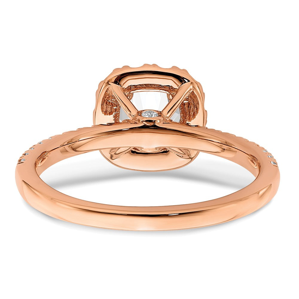 14K Roségold Verlobungsring mit 1 ct. Laborgezüchtetem Diamant VS/SI+ G+ im Rundschliff mit Halo-Fassung