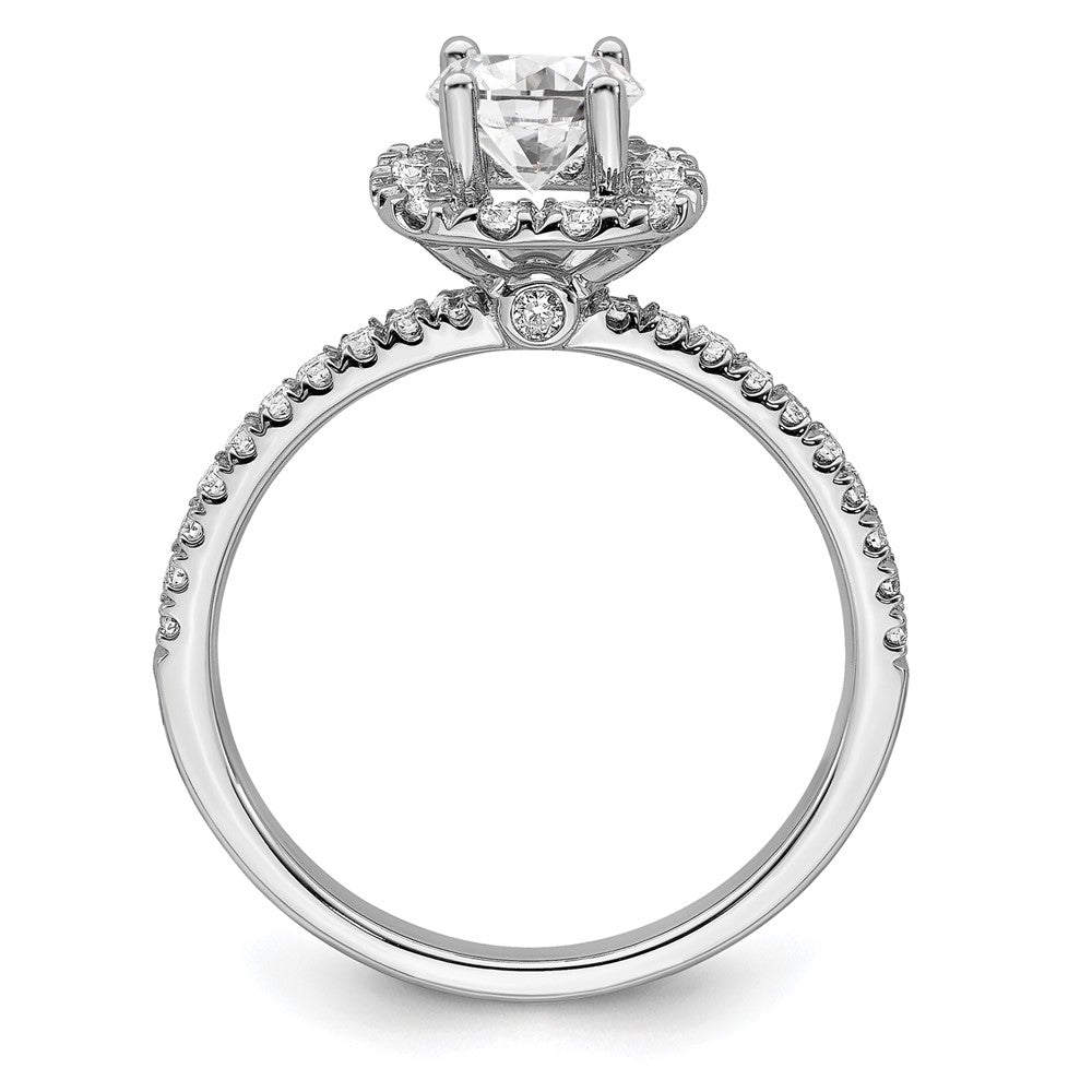 14K Weißgold Verlobungsring mit 1 ct. Labor-Diamant im Rundschliff, VS/SI+ G+, mit Halo-Fassung
