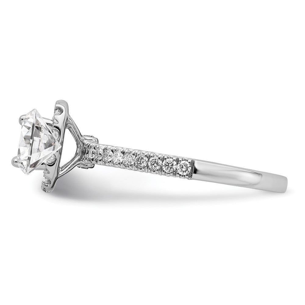 14K Weißgold Verlobungsring mit 1 ct. Labor-Diamant im Rundschliff, VS/SI+ G+, mit Halo-Fassung