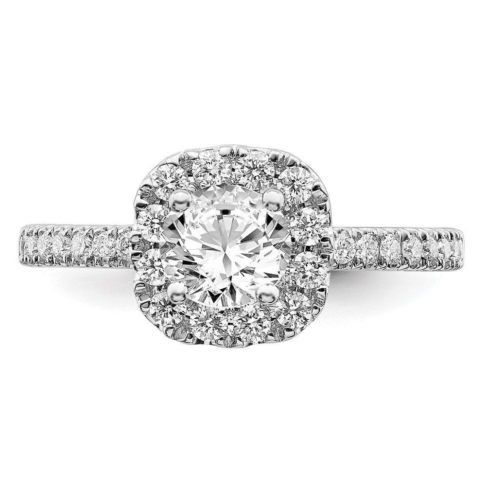 14K Weißgold Verlobungsring mit 1 ct. im Labor gezüchtetem Diamanten, VS/SI+ G+, Rund-Halo-Fassung