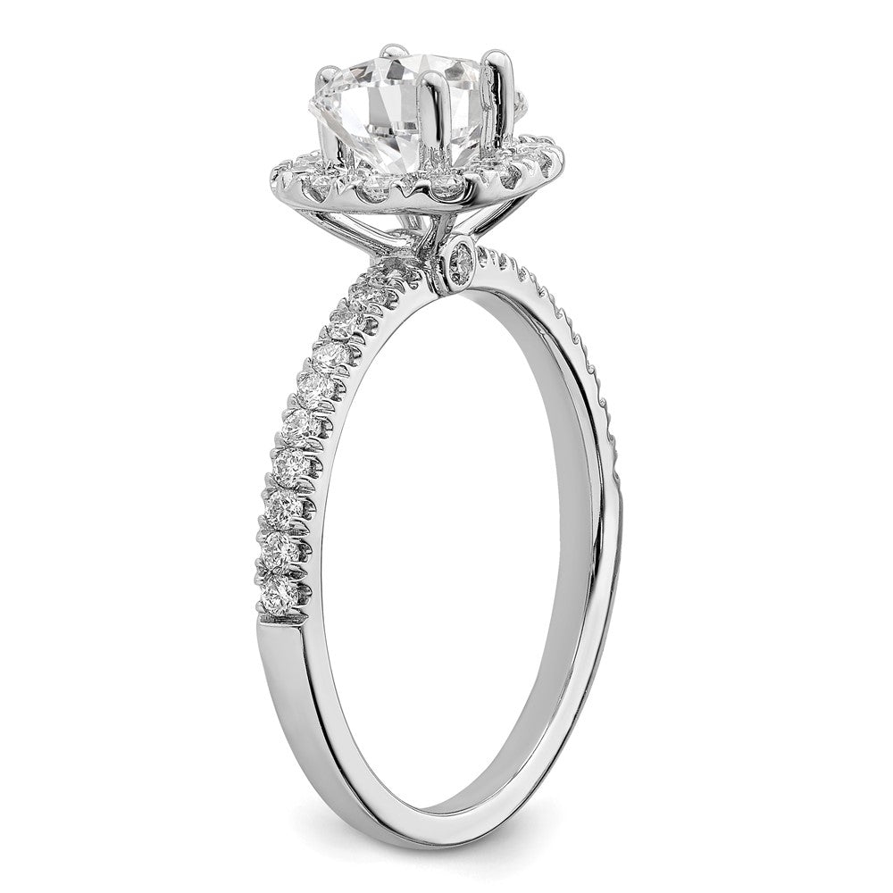 14K Weißgold Verlobungsring mit 1 ct. Labor-Diamant im Rundschliff, VS/SI+ G+, mit Halo-Fassung