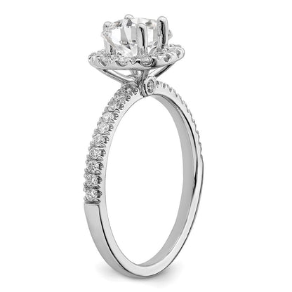 14K Weißgold Verlobungsring mit 1 ct. Laborgezüchteten Diamanten im Rundschliff, VS/SI+ G+, mit Halo-Fassung