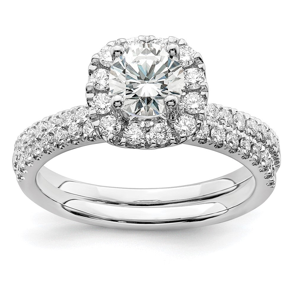 14K Weißgold Verlobungsring mit rundem Halo, 1 ct. Labor-gezüchteten Diamanten, VS/SI+ G+