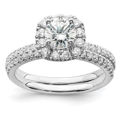 14K Weißgold Verlobungsring mit rundem Halo, 1 ct. Labor-gezüchteten Diamanten, VS/SI+ G+