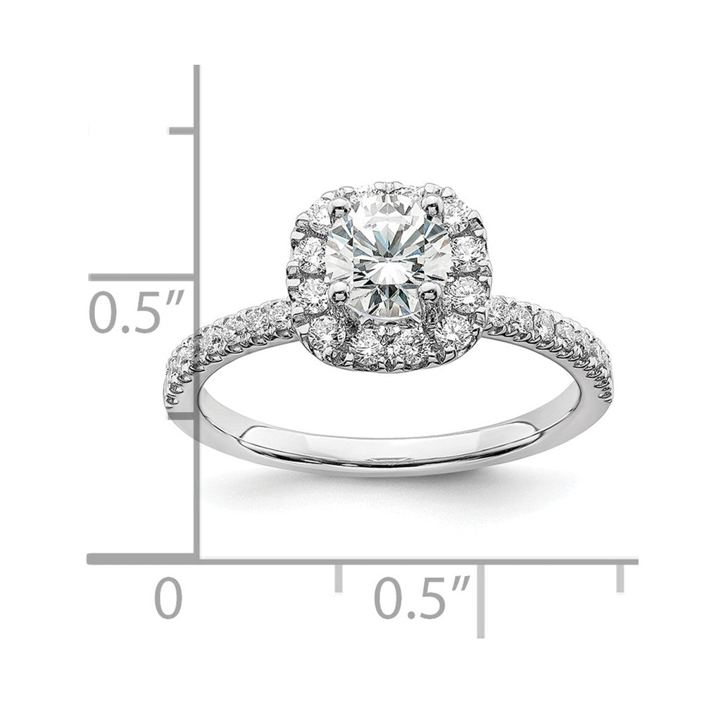 14K Weißgold Verlobungsring mit 1 ct. Labor-Diamant im Rundschliff, VS/SI+ G+, mit Halo-Fassung