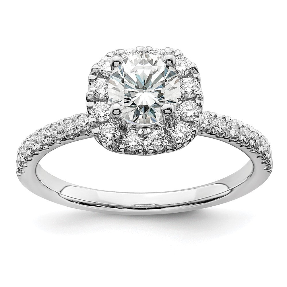 14K Weißgold Verlobungsring mit rundem Halo, 1 ct. Labor-gezüchteten Diamanten, VS/SI+ G+